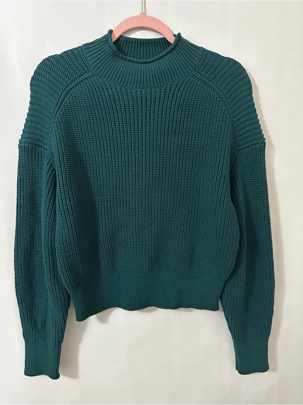 Ann Taylor dark green Ribbed Cowl Neck Sweater